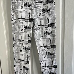 Tall Audrey High Waisted Ankle Pant Stylish Newspaper Print